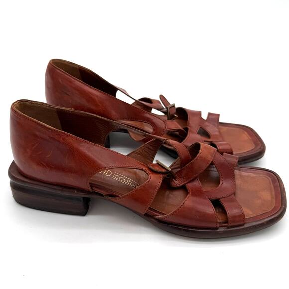 Joan and David Couture Handmade Italian Leather Fisherman Brown Casual Sandals 7 - Picture 1 of 6